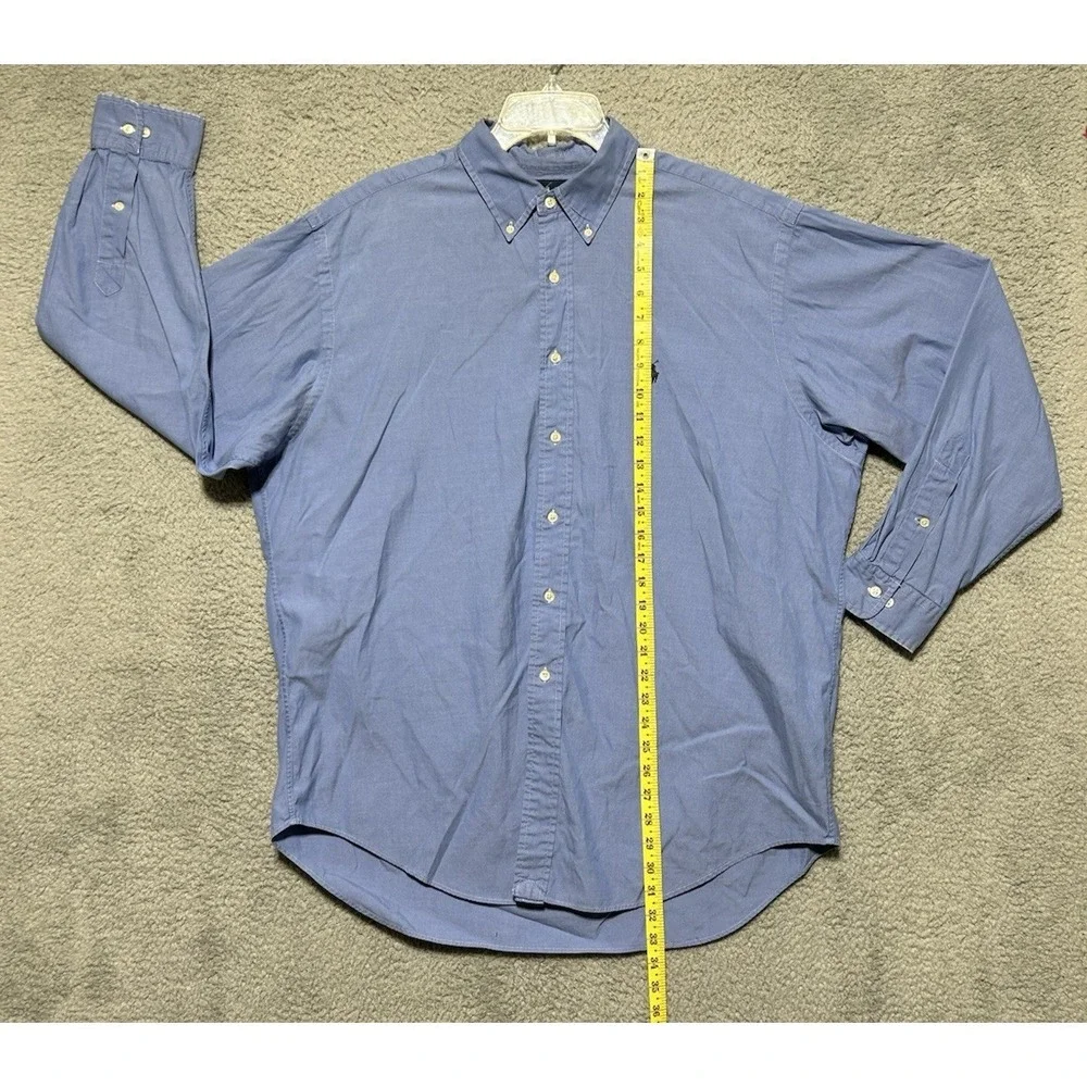 Ralph Lauren Yarmouth Cotton Oxford Blue Classic Mens Long Sleeve 17 34/35 Polo